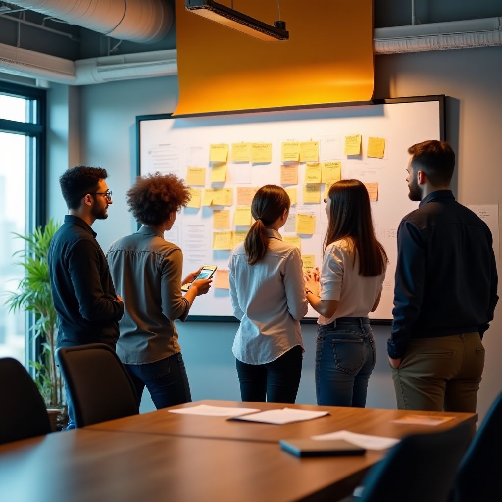 Sesión de brainstorming del equipo de MarketConsult