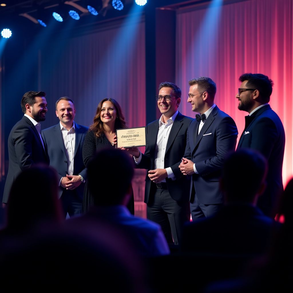 Equipo de MarketConsult recibiendo premio en ceremonia