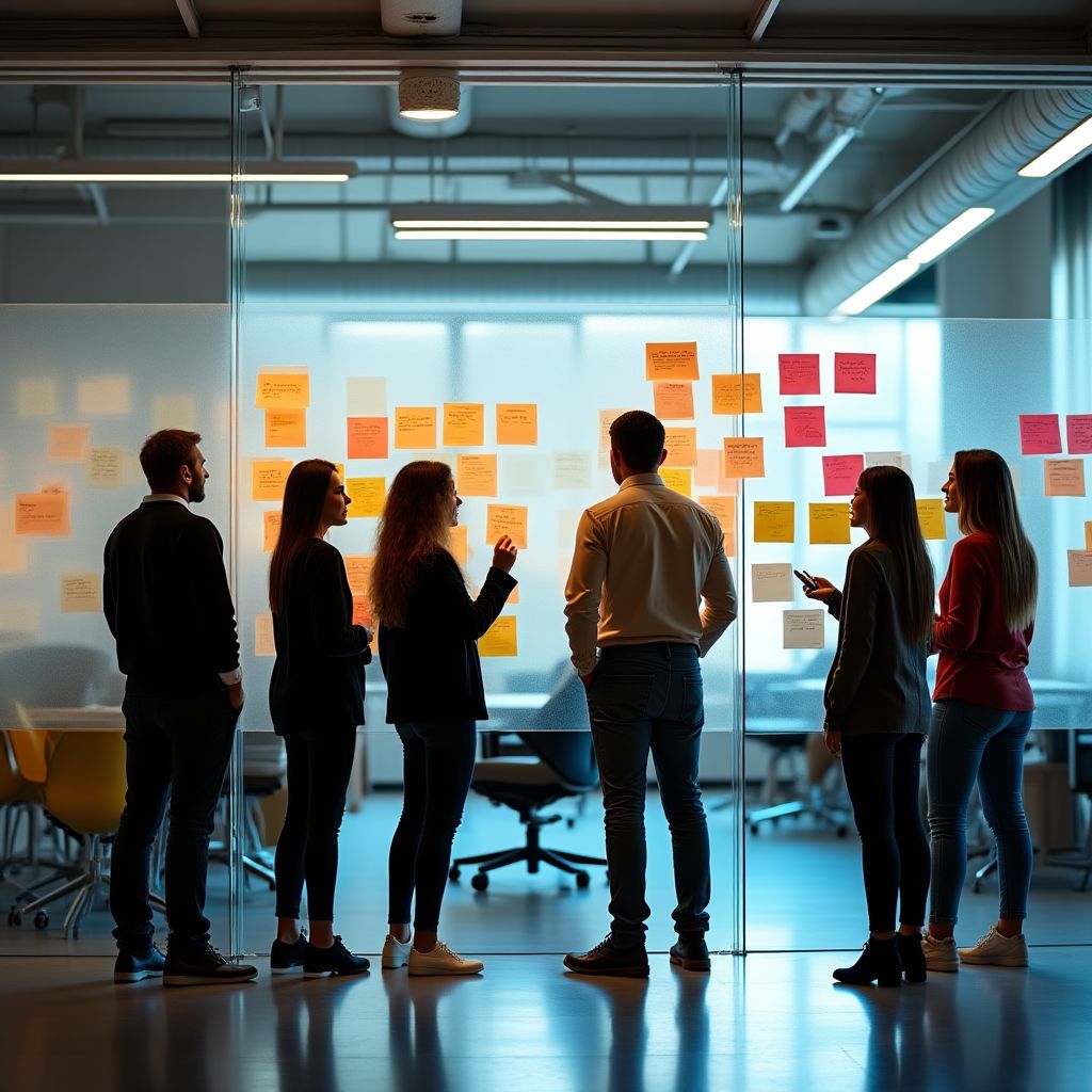 Equipo de consultores de marketing trabajando en estrategia